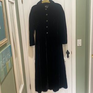 Vintage Black Velvet Maxi Coat